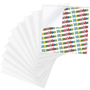 Imagem de MANNIDOO Peel-and-Stick Baseplates, 10 Packs 10" x 10“ Classic Adhesive Building Base Plates for Walls and Tables - Compatible with All Major Brands (White)
