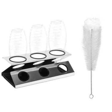 Imagem de Suporte de garrafa para SodaStream, suporte de garrafa de água de 6 cm e 4 cm de diâmetro, rack de secagem com escova, prateleira de secagem de garrafas de cozinha para drenagem, presentes de Natal