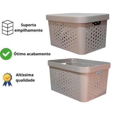 Imagem de Caixa organizadora grande 17 litros cinza qualidade resistente com tam