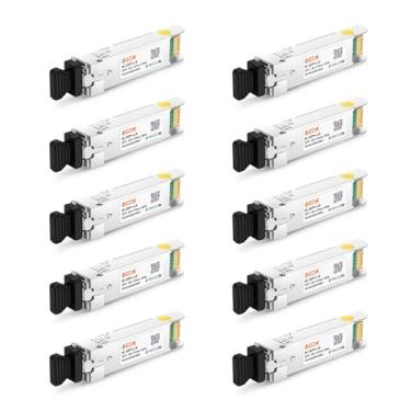 Imagem de Pacote com 10 transceptores 10GBase-LR SFP+, módulo de modo único LC 10G para Cisco SFP-10G-LR, Meraki MA-SFP-10GB-LR, Ubiquiti UF-SM-10G, Mikrotik, D-Link, Supermicro, Netgear DDM, 1310 nm, 10 km