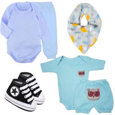 Imagem de Kit Roupinha De Bebê 6 Pçs Sapatinho Bandana Body Mijão - Koala Baby, 