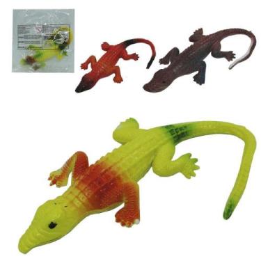 Imagem de Animal crocodilo de pvc emborrachado colors 23x6,5cm - OM UTILIDADES