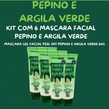 Imagem de Kit com 6 Mascara Gel Facial Peel Off Pepino e Argila Verde 60g Dermac