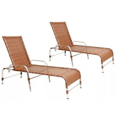 Imagem de Kit 2 Espreguiçadeiras Catar em Alumínio Para Piscina Jardim Trama Ori