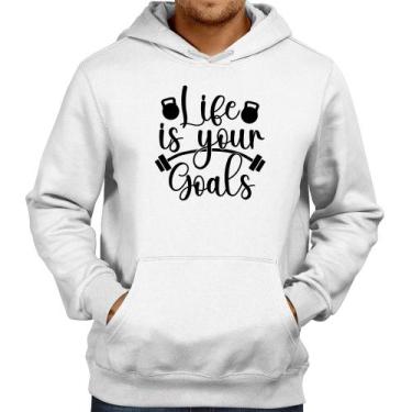 Imagem de Moletom Life Is Your Goals - Foca na Moda, Branco, GG