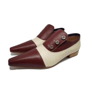 Imagem de Sapato Masculino Italiano Em Couro Social Vinho Tresehet Botão R: D232