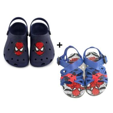 Imagem de Kit Infantil Masculino Menino Babuche Sandália Personagem Homem Aranha