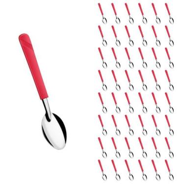 Imagem de Conjunto 48 Colheres Linha Luna Vermelho Aço Inox Sorvete - Taumer, Lu