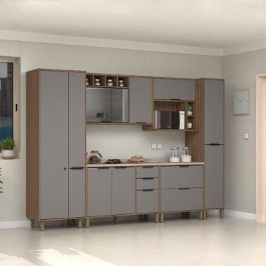 Imagem de Cozinha Completa 6 Peças Balcões Aéreos Vidro Reflecta cinza - LUCIANE