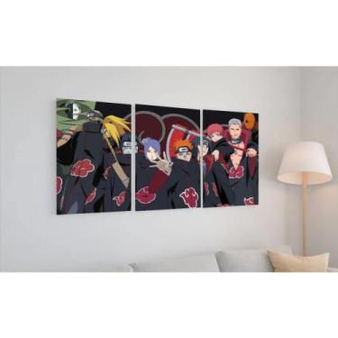 Imagem de Kit 3 Peças Quadro Decorativo Grupo Akatsuki Anime Naruto Itachi Pain 