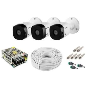 Imagem de Camera intelbras Infra Vermelho 24 Leds HD Kit 3 Uni c/ acessórios