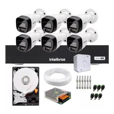 Imagem de Kit 6 Cameras Intelbras 1120 Full Color, Dvr 8 Canais C/ Hd
