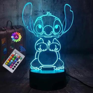 Imagem de Abajur Noturno 3D Stitch USB - Touch e Controle Remoto - Decoração Dis