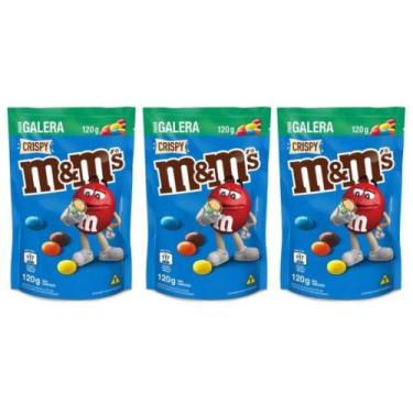 Imagem de Kit 3 Confeitos Chocolate Crispy M&m's Sachê 148g - Mars