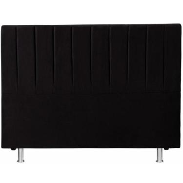 Imagem de Cabeceira Cama De Casal 138x110 Suede Preto Keiko Colchões, Preto