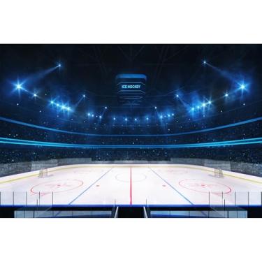 Imagem de Pano de fundo esportivo de hóquei no gelo, estádio, arena, pista de gelo, luzes de palco, holofotes, jogos, decoração de pano de fundo, estádio de hóquei no gelo, pano de fundo, faixa de fundo 2,1 x