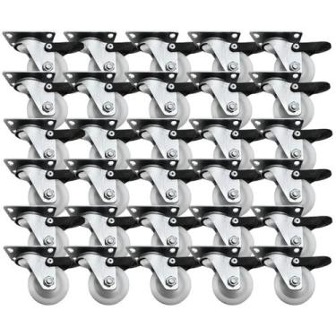 Imagem de (30pçs) Rodizio Girat. Placa Freio 2pol. Nylon 80kg P/ Roda - RODILINE