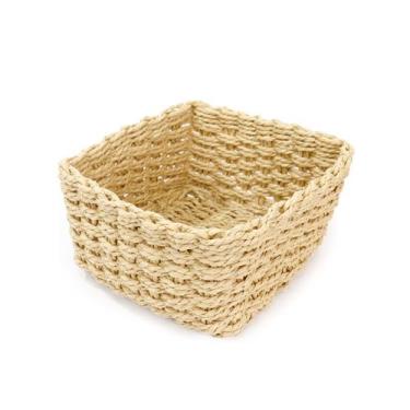 Imagem de Cesto Organizador de Palha Decorativo Quadrado Médio  - VESTIGE, UNICA