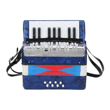 Imagem de TTETTZ 17 teclas 8 baixo piano acordeão botão mão piano acordeão instrumento musical para presente de aniversário, Azul