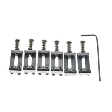 Imagem de Dopro Selas de ponte de guitarra vintage de aço inoxidável estilo curvado vintage para FD American/Squier/Import Strat/Stratocaster 11,3 mm com espaçamento de cordas prata