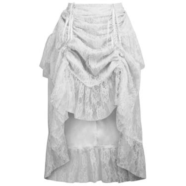 Imagem de Daisy corsets Saia feminina de renda branca ajustável alto baixo busto, Branco, 32-36 Long