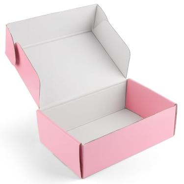 Imagem de Golden State Art, Caixa de Correio Rosa 9X6X3, Pacote com 26 Caixas de Presente Resistentes para Correspondências para Pequenas Empresas, Suprimentos de Remessa, Papelão Ondulado, Embalagem
