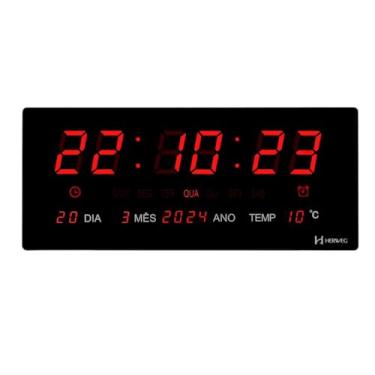 Imagem de Relógio Digital De Parede Herweg Termômetro Timer Cronômetro 4606 034