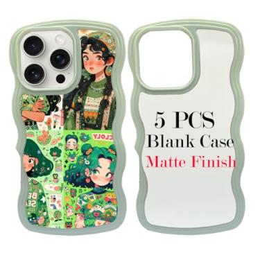 Imagem de JUSTRY 5 peças de sublimação blanks capa de telefone capa de telefone imprimível projetada para iPhone 16 Pro Max, capa de borracha macia de 6,9 polegadas + inserção de alumínio, impressão