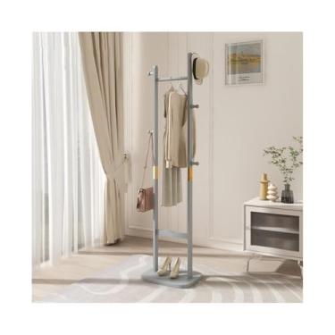 Imagem de LICONG-2019 Cabideiro de chão de canto interno cabide de madeira maciça guarda-roupa de canto para sala de estar cabide de cabide de cabide de chão (cinza)