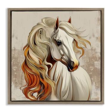 Imagem de Stupell Industries Design de arte de parede em tela flutuante elegante ondulado crina de cavalo por Lazar Studio, moldura flutuante marrom, 63 x 63 cm