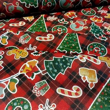 Imagem de TNT Feliz Natal Xadrez Vermelho 3.00m x 1,40m