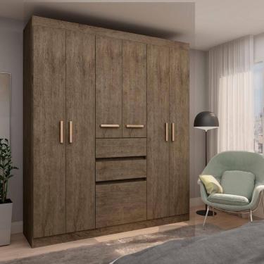 Imagem de Roupeiro Casal 7 Portas E 2 Gav Cor Rústica Demolição Genial