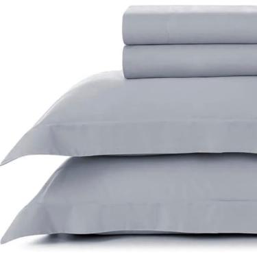 Imagem de Jogo de Cama Casal Corttex Living Art Percal 300 Fios 100% Cetim Algodão - Lençol Toque Ultra Macio (Cinza)