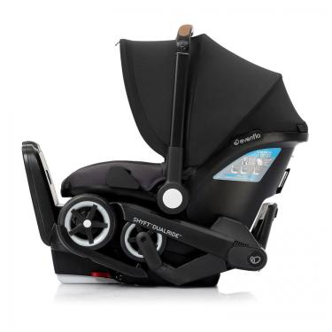 Imagem de Cadeira de Bebê para Carro 2 em 1 com Rodas para Transporte e Instalação Prática, Evenflo Shyft DualRide, Rosa e Preta