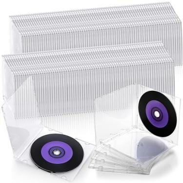 Imagem de Tellegloww 150 peças transparente único disco de plástico único DVD disco capa fina fina de 5,2 mm capa de joia transparente capa de DVD para substituição de proteção (branca)