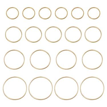 Imagem de Shapenty 4 tamanhos 15 mm 20 mm 25 mm 30 mm latão oco pingente elos pingentes molduras de moldura aberta conectores redondos brincos de argola de contas para colar pulseira fabricação de joias artesanato em resina, 48 peças, Metal, Metal