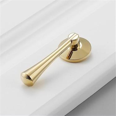 Imagem de Puxador de porta de guarda-roupa moderno simples de luxo de cobre puro, todo em cobre dourado, puxador de gaveta de furo único, ouro brilhante 5053, L, CHINA