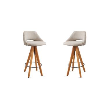 Imagem de Kit 2 Banquetas Giratórias Estofadas com Encosto Nicole Bege