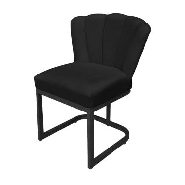 Imagem de Cadeira de Escritório Pétala Veludo Preto Base de Ferro Preta - Vallisa Decor