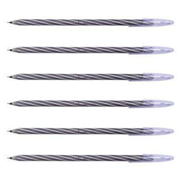 Imagem de Kit 06 Canetas esferográficas CIS Spiro 0.7 mm avulso, Preto