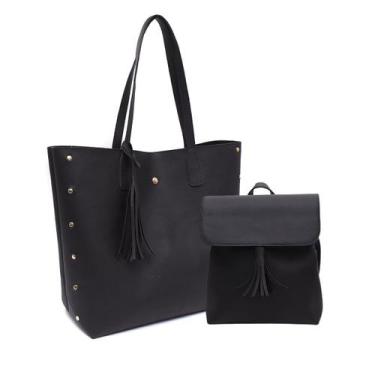 Imagem de Kit Bolsa Feminina Grande Saco Espaçosa + Mochila Compacta Resistente 