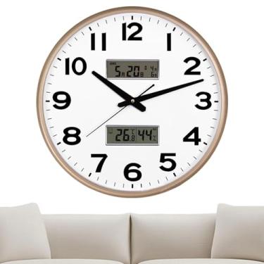 Imagem de Relógio de parede para quarto, relógio de cozinha montado na parede com temperatura, umidade, calendário perpétuo, relógio digital preciso, decoração de parede decorativa para cozinha, sala de estar,