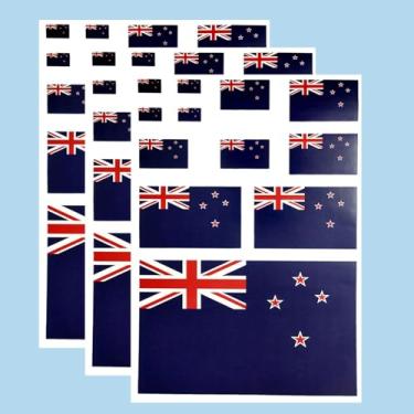 Imagem de Ruoming Ruoming Conjunto de adesivos de bandeira nacional de 3 peças, vários tamanhos, 3 folhas (Nova Zelândia)