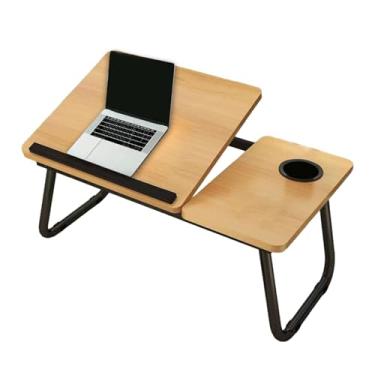 Imagem de Bandeja de cama | Mesa de trabalho dobrável portátil para laptop | Mesa de cama dobrável pequena ajustável para laptop e escrita para sofá, chão, cama