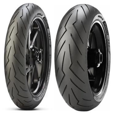 Imagem de Par De Pneu 120/70Zr-17 58W + 180/55Zr-17  73W Esportivo Diablo Rosso Iii Uso Sem Camara