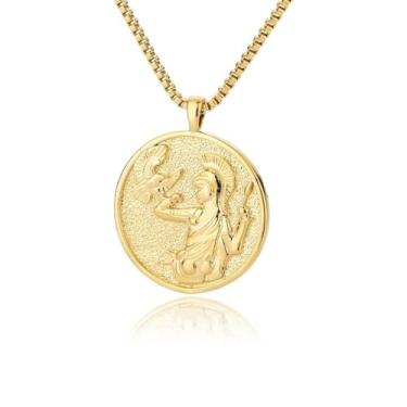 Imagem de Mito Atena Hécate Artemis Miraculous Medallion Coin Colar,Colar De Mitologia Grega,Colar De Medalha De Moeda Para Mulheres