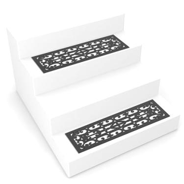 Imagem de Pure Garden 82-YJ440B Conjunto de 2 degraus de escada antiderrapantes (preto) para degraus de madeira - corredor decorativo resistente com controle de tração - tapetes de borracha para uso externo