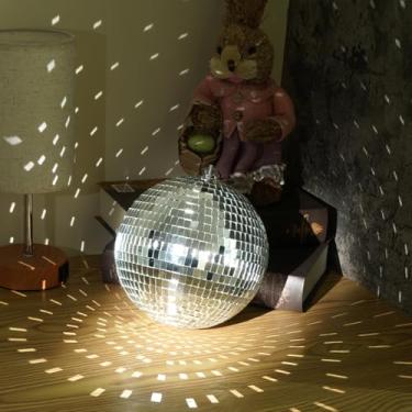 Imagem de Bola de discoteca espelhada de 20 cm - bola de discoteca suspensa para decorações de festas, clubes de DJ, casamentos, bares, eventos de férias e decoração de palco com 15 peças de espelhos de