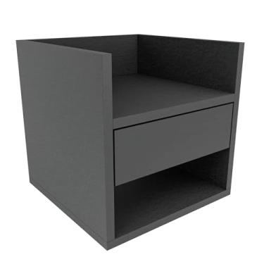 Imagem de Prateleira Suspensa Mesa Cabeceira Com Gaveta Inferior Mdf Preto
