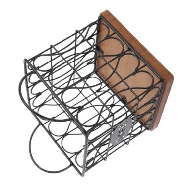 Imagem de Organizador de Cafetador de Metal Cesto Decorativo Com Base de Madeira, Grande Capacidade para Bancada de Cozinha, Escritório, café, Rack de Armazenamento Elegante